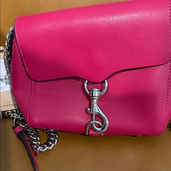 Rebecca Minkoff Fuchsia Leather Crossbody with Silver Chain - Picture 2 of 5